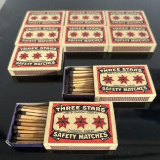 9x Three Stars original Streichhölzer Zündhölzer Welthölzer Streichholzschachtel