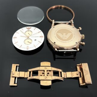 ARMANI Armbanduhr Einzelteile Konvolut Echtglas Zifferblatt Gehäuse Schließe