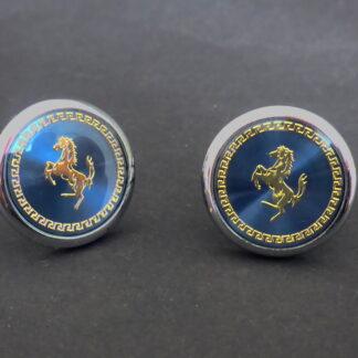 für Ferrari Manschettenknöpfe Cufflinks 3D Emblem Schriftzug Blau Gold