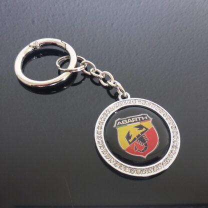 Fiat ABARTH Schlüsselanhänger 4cm mit Diamant Strasssteinen silber