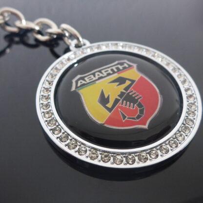 Fiat ABARTH Schlüsselanhänger 4cm mit Diamant Strasssteinen silber – Bild 2