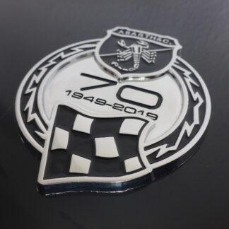 Fiat Abarth 595 70th Anniversary Competition Silver Emblem Logo 9cm Metall