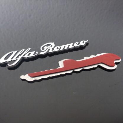 1x Alfa Romeo 3D Aluschild 55x11mm Lenkrad Spiegel Aufkleber SPEAKER Logo Emblem – Bild 2