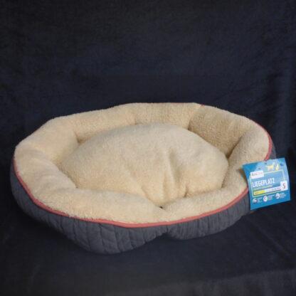 60cm GRAU Beige Plüsch Katzenbett Katzennest Hundekissen Hundekorb Liegeplatz – Bild 3