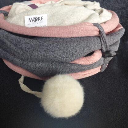 90x25cm pink/grau Kuschel Rascheltunnel Katzenspielzeug Katzentunnel Plüsch – Bild 3