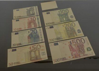 SET mit allen 7 Euro Scheine Banknoten vergoldet Gold detaillierte Prägung