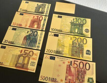 SET mit allen 7 Euro Scheine Banknoten vergoldet Gold detaillierte Prägung – Bild 2