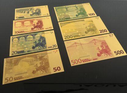 SET mit allen 7 Euro Scheine Banknoten vergoldet Gold detaillierte Prägung – Bild 3