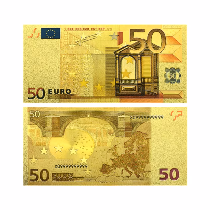 SET mit allen 7 Euro Scheine Banknoten vergoldet Gold detaillierte Prägung – Bild 10