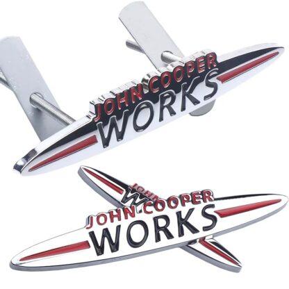 MINI Cooper WORKS Kühler Grill Emblem 9cm Chrom Logo Schild METALL