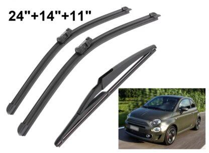 3er SET Scheibenwischer ABARTH + FIAT 500 Auto Wischer vorne und hinten