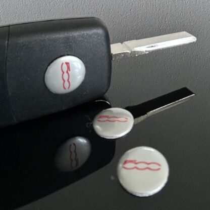 1x Fiat 500 14mm Aufkleber ALU Schlüssellogo Emblem Schriftzug Schlüssel