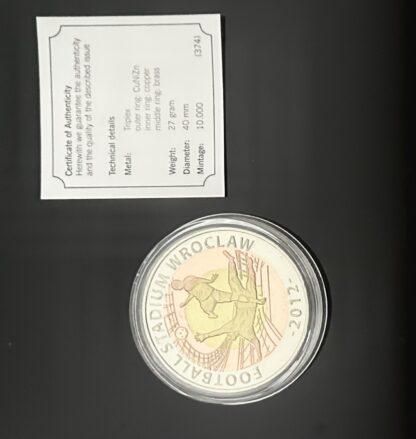 4,5cm Gold Medaille Fußball EM 2012 Polen Ukraine Football Stadium 3 farbig – Bild 3