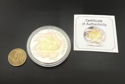 4,5cm Gold Medaille Fußball EM 2012 Polen Ukraine Football Stadium 3 farbig
