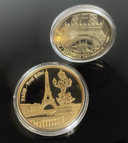 Gold Medaille Eiffelturm Weltausstellung Paris 1900 Frankreich Gold Münze