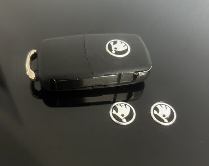 1x SKODA new Schlüssel 14mm Aufkleber ALU Schlüssellogo Emblem Schriftzug LOGO – Bild 3