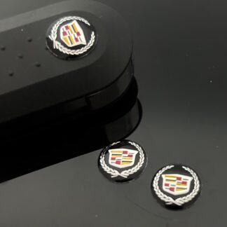 1x Cadillac Schl&uuml;ssel 14mm Aufkleber ALU Schl&uuml;ssellogo Emblem Schriftzug LOGO Patch (Kopie)