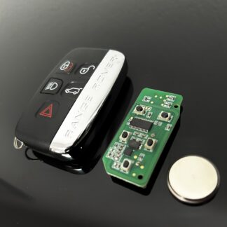 1x NEU Range Rover Land Rover Auto Schl&uuml;ssel mit ELEKTRONIK + Batterie 4 Tasten Metall Kunststoff mit Logo Emblem