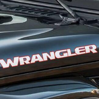 2x f&uuml;r Jeep WRANGLER Emblem Schild Aufkleber Motorhaube Streifen Rot Wei&szlig; Patch LOGO