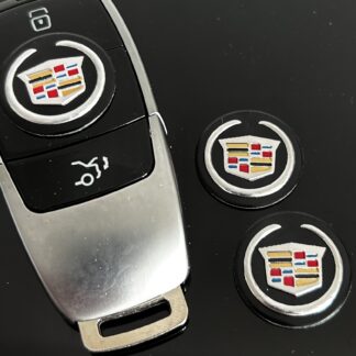 1x Cadillac Schl&uuml;ssel 25mm Aufkleber ALU Schl&uuml;ssellogo Emblem Schriftzug LOGO Patch