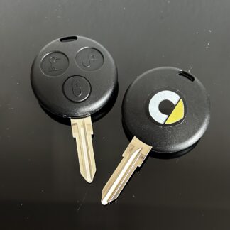 1x SMART Schlüsselgehäuse schwarz + Emblem Schlüssel Rohling Fortwo 450 Cabrio City Coupe