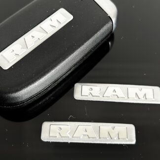 RAM Chrome Silver Dodge Jeep Cherokee Wrangler Patriot Liberty Emblem 40mm x 8mm ALULOGO