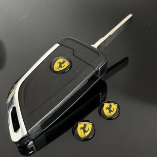 1x Ferrari Schl&uuml;ssel 14mm Aufkleber ALU Schl&uuml;ssellogo Emblem Schriftzug LOGO