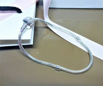 NEU 17,5cm Schlangen Gliederarmband SILBER Armband für Charm Zylinder Verschluß – Bild 3