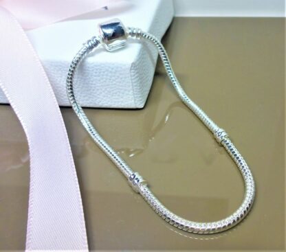 NEU 17,5cm Schlangen Gliederarmband SILBER Armband für Charm Zylinder Verschluß – Bild 4