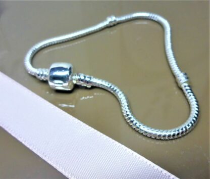 NEU 17,5cm Schlangen Gliederarmband SILBER Armband für Charm Zylinder Verschluß
