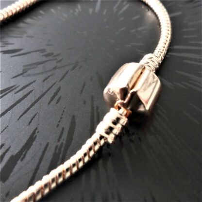 NEU 21cm Schlangen S925 Gliederarmband in ROSEGOLD Charm Armband Zylinderclip – Bild 6