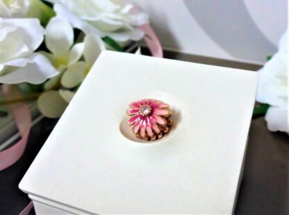 NEU Roségoldenes Gänseblümchen Daisy Flower GOLD/PINK Charm für Armband Anhänger