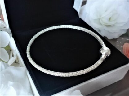 Neu Mesh Charm Armband 21cm Charm Armband KUGELCLIP Gliederarmband SILBER – Bild 6