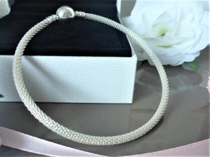 Neu Mesh Charm Armband 21cm Charm Armband KUGELCLIP Gliederarmband SILBER – Bild 9