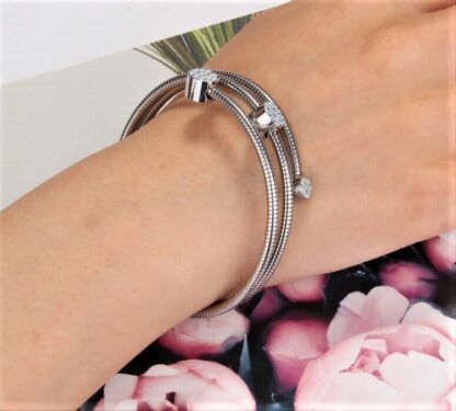 NEU 19,5 x 20,5cm SILBER Schlangen Gliederarmband Armband für ClipCharm in BOX – Bild 3