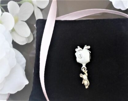 NEU HERZ LIEBE Mouse Doppelmaus Maus Charm fü Armband weiß silber Anhänger Treue – Bild 4
