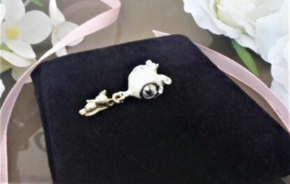 NEU HERZ LIEBE Mouse Doppelmaus Maus Charm fü Armband weiß silber Anhänger Treue – Bild 5