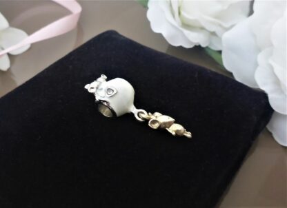 NEU HERZ LIEBE Mouse Doppelmaus Maus Charm fü Armband weiß silber Anhänger Treue – Bild 7