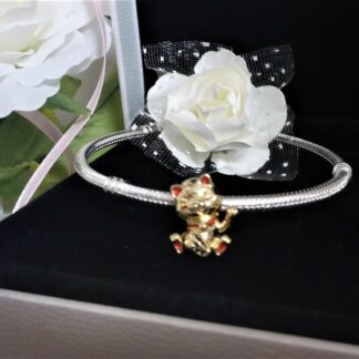 NEU Mieze Katze CHARM für Armband Kätzchen winkt GOLD winke KatzeTier Katzenbaby
