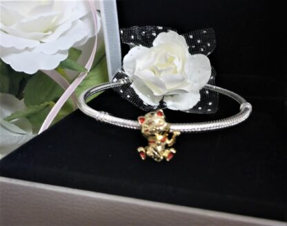 NEU Mieze Katze CHARM für Armband Kätzchen winkt GOLD winke KatzeTier Katzenbaby