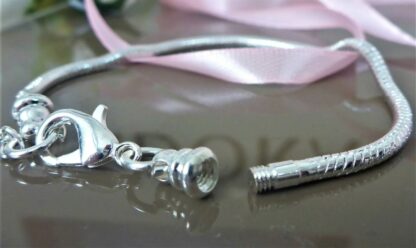 19-26cm Schlangen Gliederarmband Karabiner SILBER für Charms Herz Liebe Armband – Bild 5