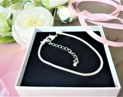 19-26cm Schlangen Gliederarmband Karabiner SILBER für Charms Herz Liebe Armband