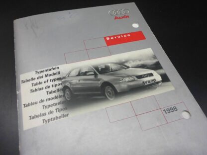 AUDI interne Typentafeln Baujahr 1998 extrem selten Table of types Bezeichnung