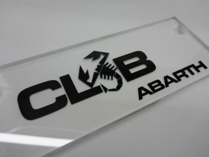 Abarth CLUB Plexiglas Tür CLUB Hausschild NEU Logo Emblem EXLUSIV Namensschild