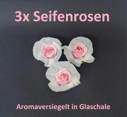 DUFTREISE mit 3 Baderosen Seifenrosen in Glasschale PINKDREAM Seife Deko Pflege – Bild 4