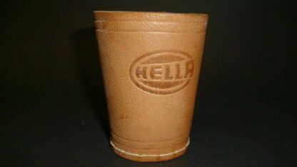 HELLA Würfelbecher Knobelbecher in Leder Werbebecher Hella Leuchten Scheinwerfer