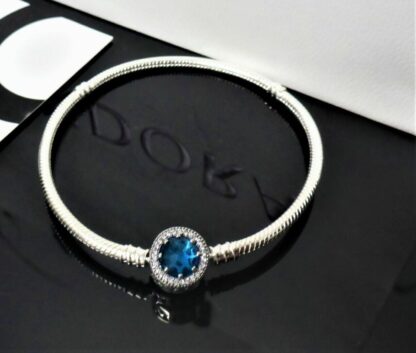 NEU 18cm Strahlenkranz S925 Schlangen Gliederarmband Pave BLAU SILBER Armband – Bild 4