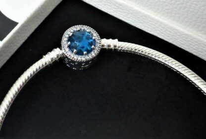 NEU 18cm Strahlenkranz S925 Schlangen Gliederarmband Pave BLAU SILBER Armband