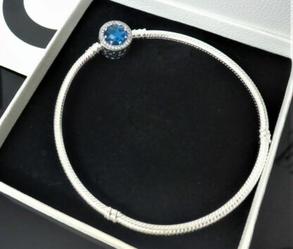 NEU 21cm Strahlenkranz Schlangen Gliederarmband S925 Pave BLAU SILBER Armband – Bild 5