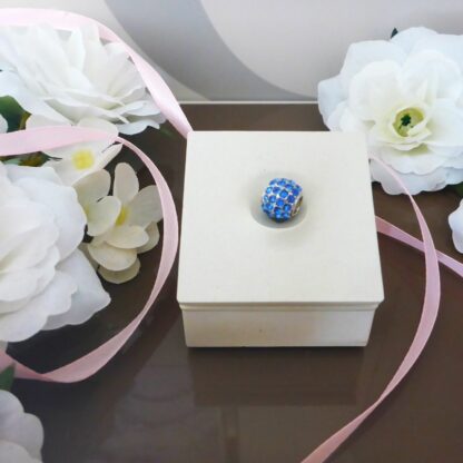 NEU Pavé Kugel Himmelsmosaik CHARM silber BLAU für Schlangen Glieder Armband